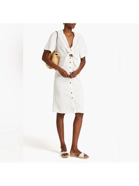 Sandro Women’s White Tie-Front Button Mid Length Dress